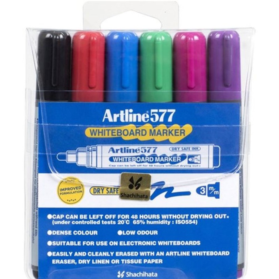 Telephones & Accessories | Artline Artline 577 Whiteboard Markers Bullet 3Mm Assorted Colours Pack Of 6