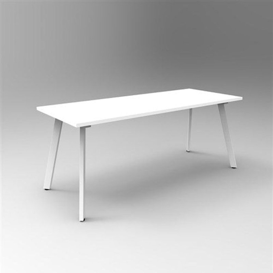 Office Furniture | RapidLine Rapidline Eternity Meeting And Boardroom Table 1800W X 900D X 730Mmh White Top White Base