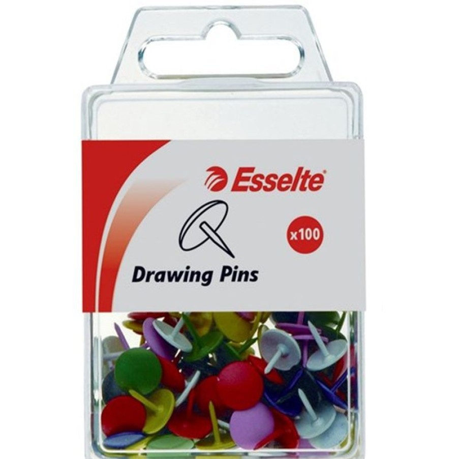 Clips & Fasteners | Esselte Esselte Drawing Pins Assorted Colours Pack Of 100