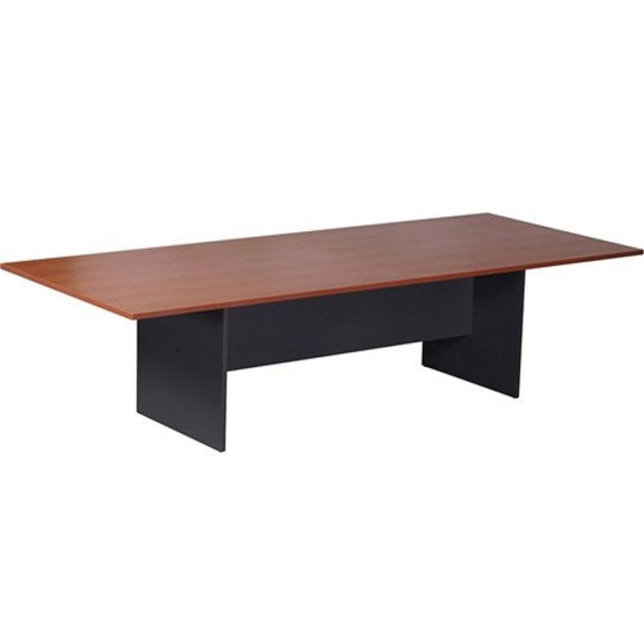 Office Furniture | RapidLine Rapidline Rectangle Boardroom Table 2400W X 1200D X 730Mmh Cherry Top Ironstone Base