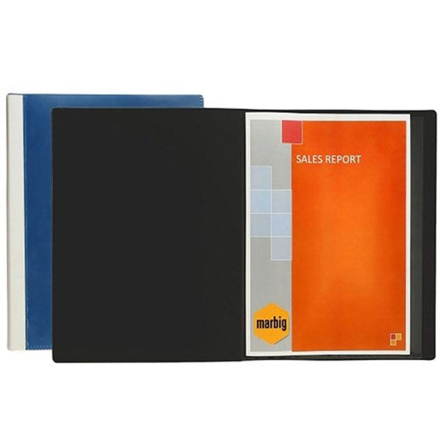 Binders & Folders | Marbig Marbig Clearview Display Book A4 50 Pocket Insertable Cover Black