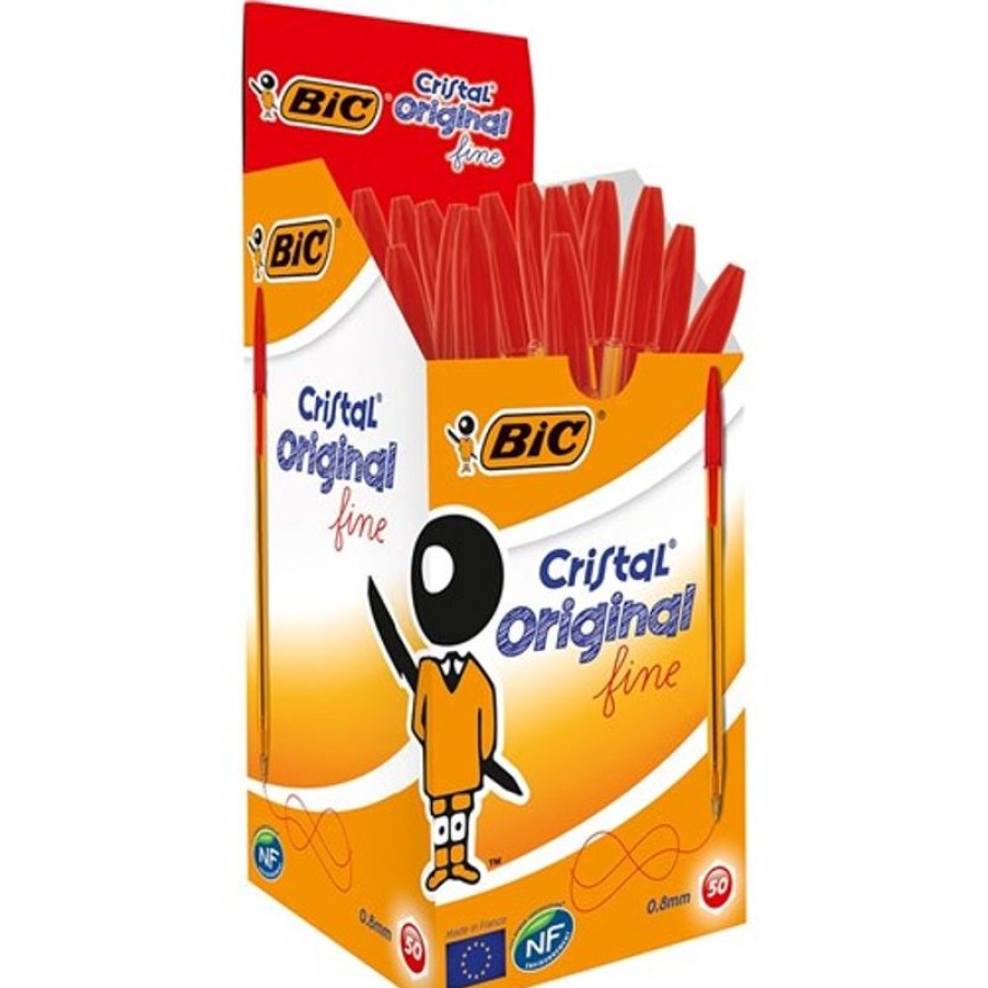 Telephones & Accessories | Bic Bic Cristal Ballpoint Pen 0.8Mm Fine Red Box Of 50