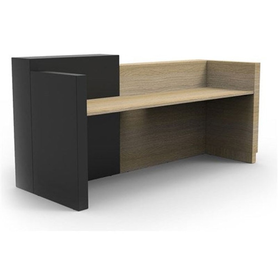 Office Furniture | RapidLine Rapidline Sempre Reception Counter 2400W X 950D X 1150Mmh Natural Oak And Black