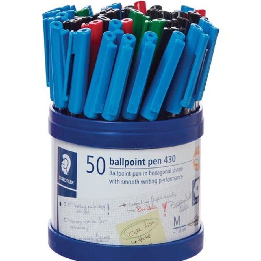 Pens | Staedtler Staedtler 430 Stick Ballpoint Pens Medium 1Mm Assorted Cup Of 50