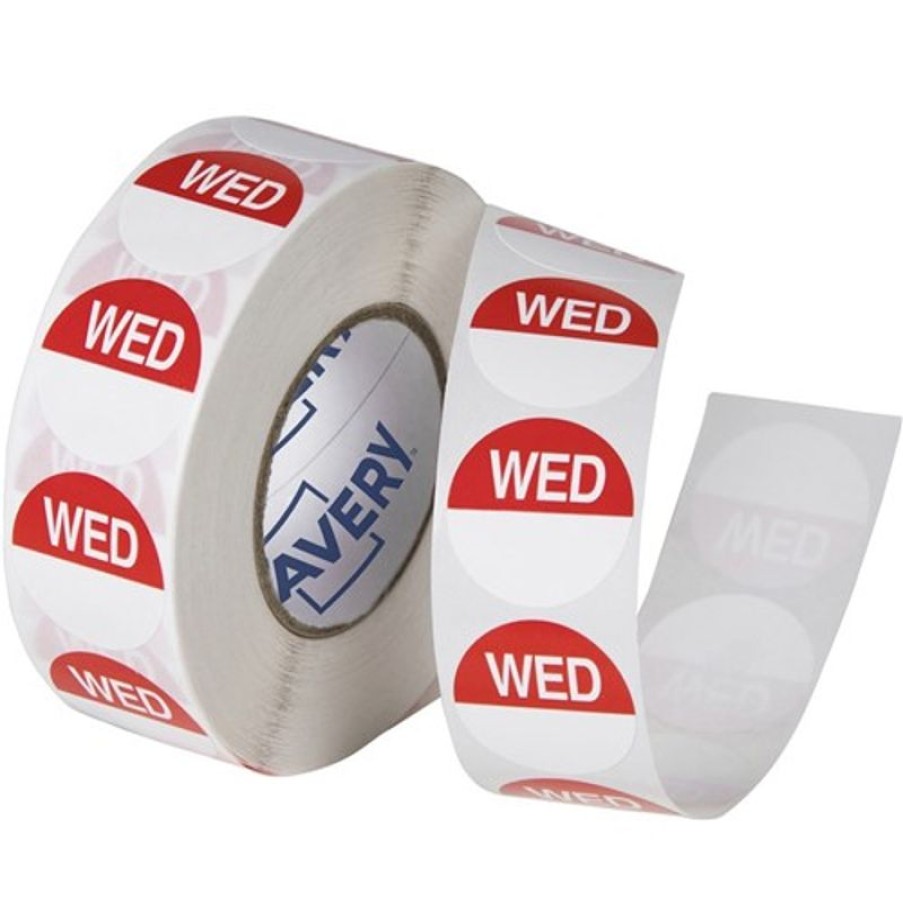 Telephones & Accessories | Avery Avery Food Rotation Round Label 24Mm Wednesday Red Roll Of 1000