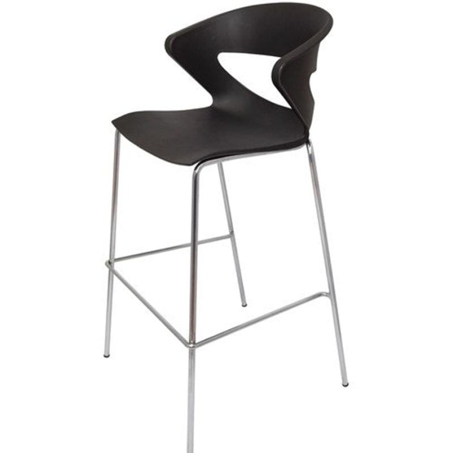 Chairs & Accessories | RapidLine Rapidline Taurus Stool 4 Leg Chrome Frame Poly Shell Black