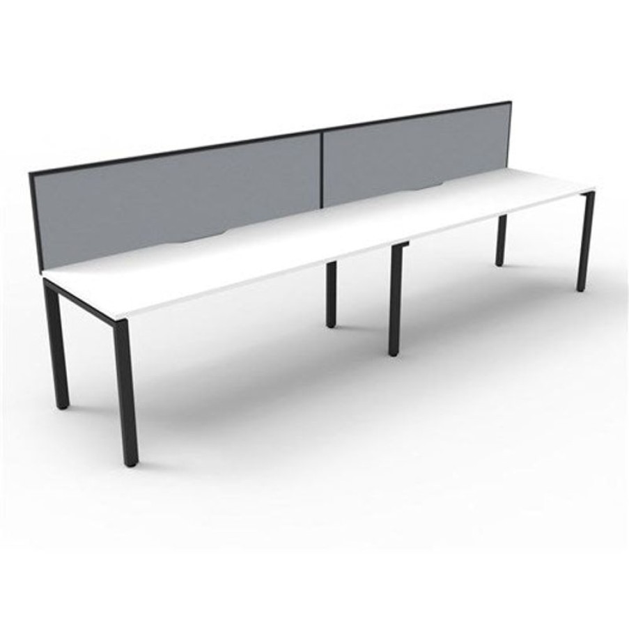 Office Furniture | RapidLine Rapidline Deluxe Infinity Desk Profile Leg One Sided + Screen 2 Person 3600Mmw White/Black