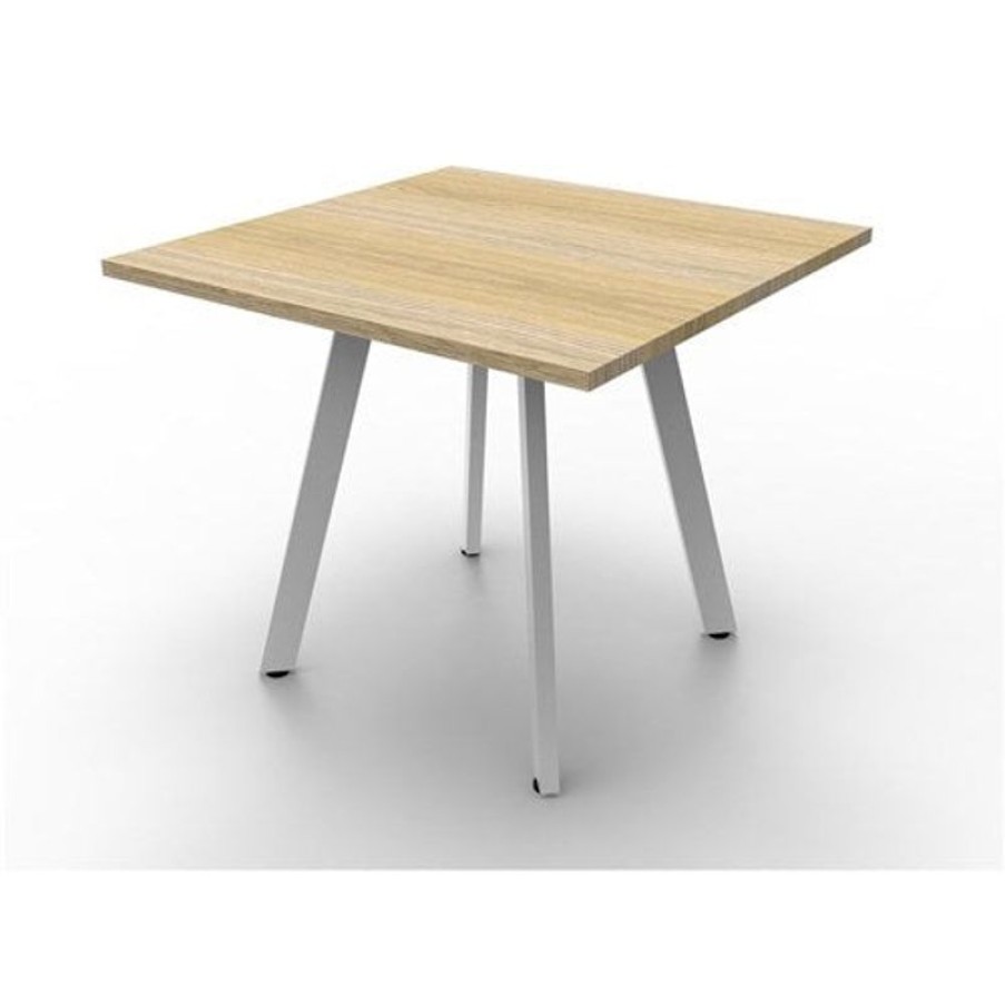 Office Furniture | RapidLine Rapidline Eternity Meeting Table 900W X 900D X 730Mmh Oak Top White Base