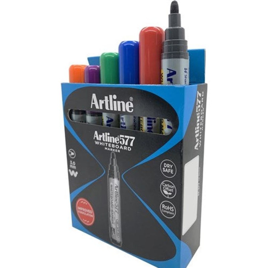 Telephones & Accessories | Artline Artline 577 Whiteboard Markers Bullet 3Mm 8 Assorted Colours Box Of 12