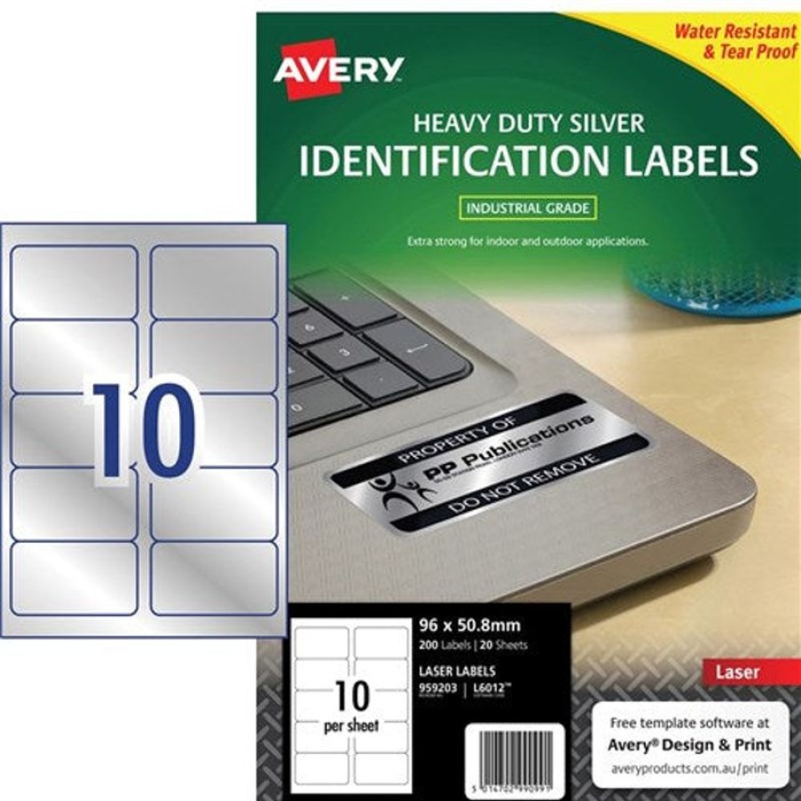 Telephones & Accessories | Avery Avery Heavy Duty Laser Labels Asset Tags Silver L6012 96X50.8Mm 10Up 200 Labels