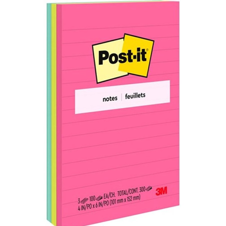 Notes & Flags | Post-It Post-It 660-3An Lined Notes 101Mmx152Mm Poptimistic Pack Of 3