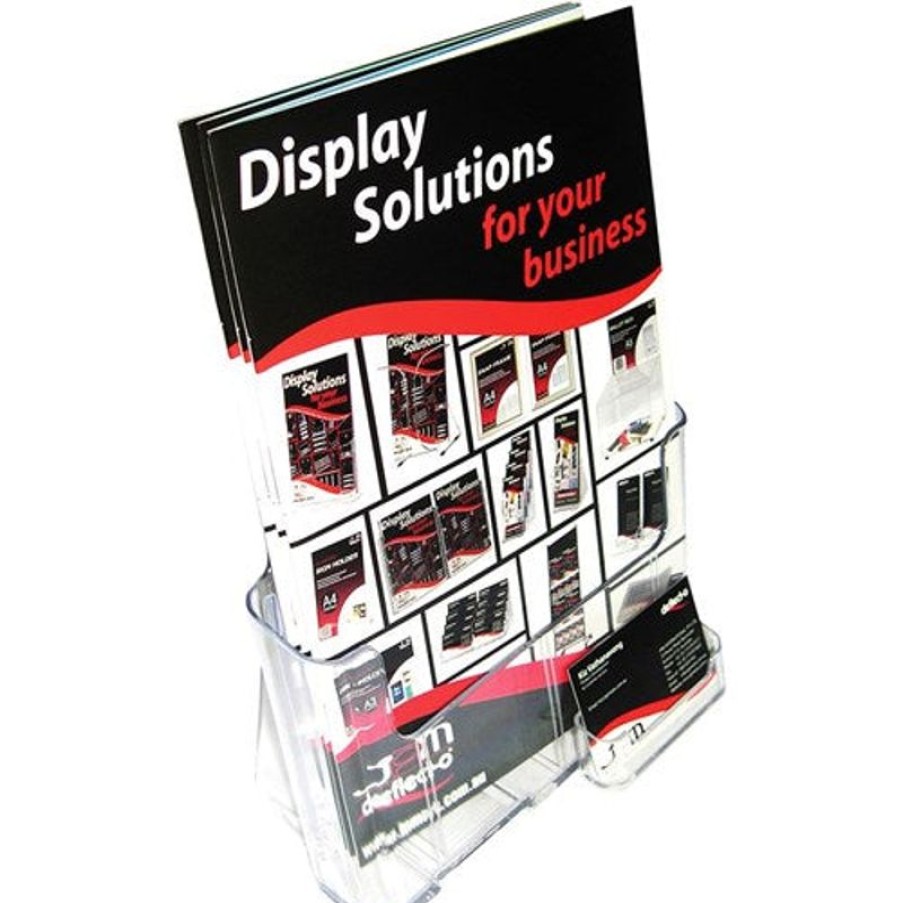 Brochure Holders | Deflecto Deflecto Brochure Holder A4 Free Standing Or Wall Mount With Business Card Holder