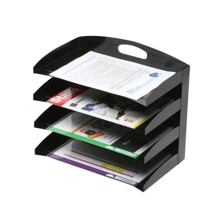 Desk Top Accessories | Marbig Marbig Desktop Organiser 4 Tier Metal 385L X 235D X 325Mmh Black