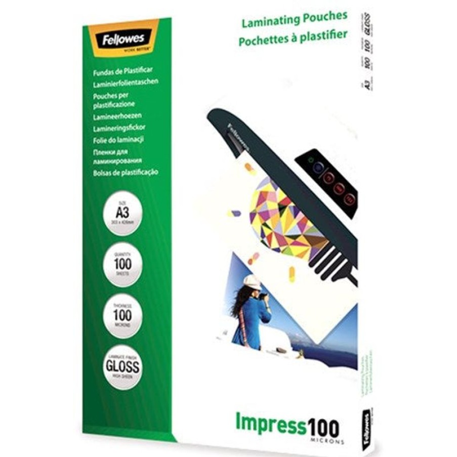 Laminating Accessories | Fellowes Fellowes Laminating Pouch A3 100 Micron Gloss Pack Of 100