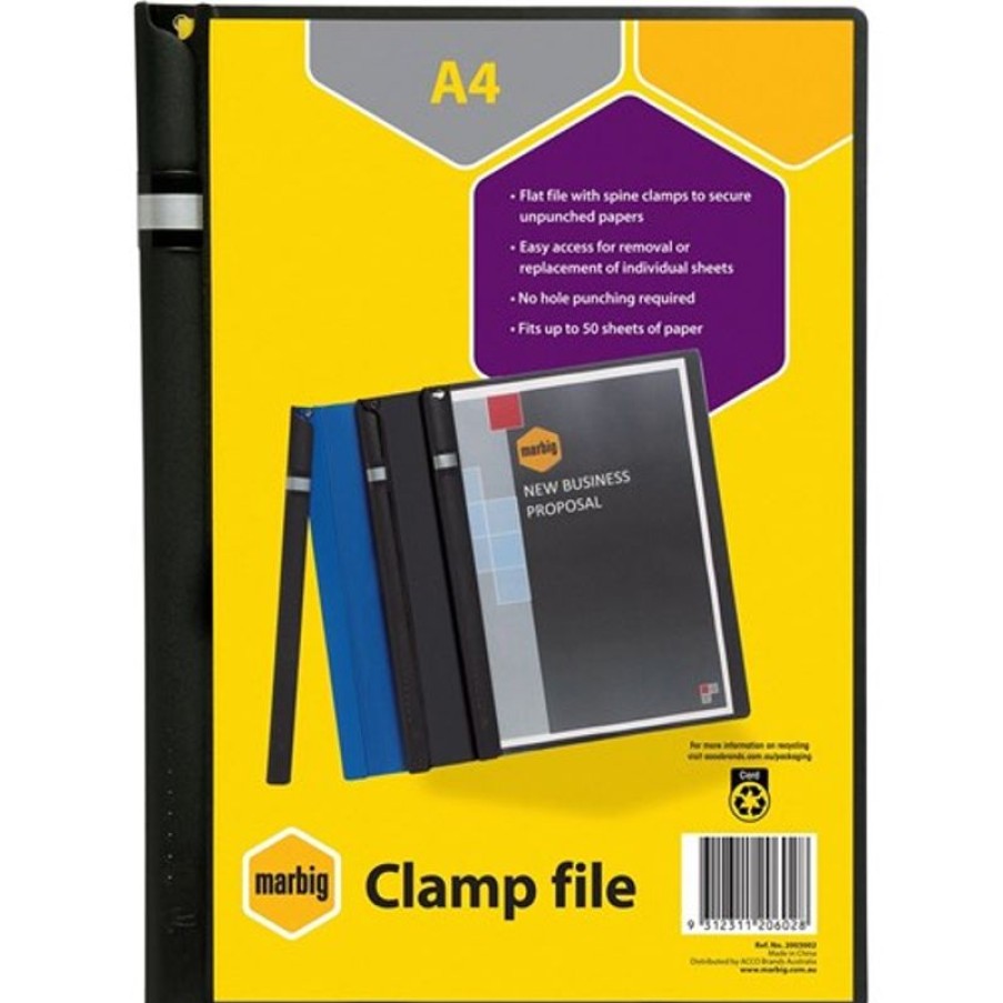 Telephones & Accessories | Marbig Marbig Spine Clamp File A4 50 Sheet Capacity Black