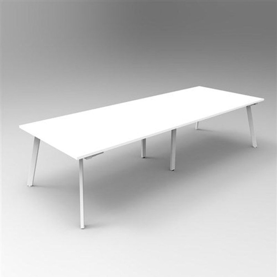 Office Furniture | RapidLine Rapidline Eternity Meeting And Boardroom Table 3200W X 1200D X 730Mmh White Top White Base