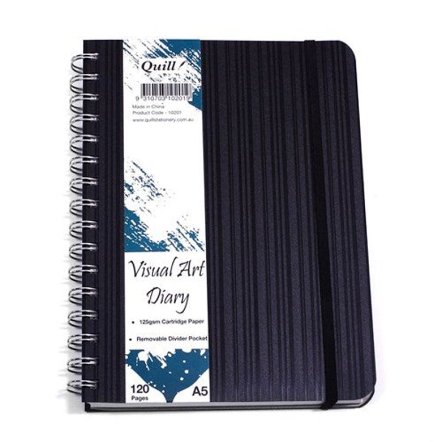 Paper, Post & Books/Books | Quill Quill Premium Visual Art Diary Spiral A5 125Gsm 120 Page Side Bound Black