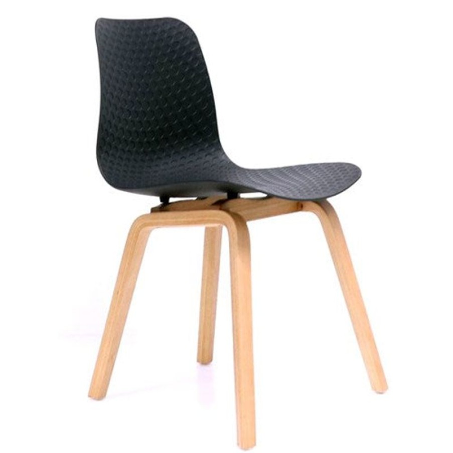 Chairs & Accessories | RapidLine Rapidline Lucid Breakout Room Chair Light Oak Timber Leg Black Patterned Poly Shell