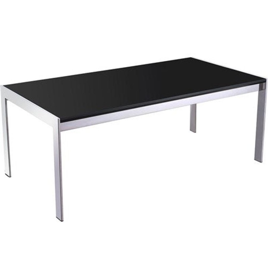 Office Furniture | RapidLine Rapidline Glass Coffee Table 1200W X 600D X 450Mmh Black Top Chrome Frame