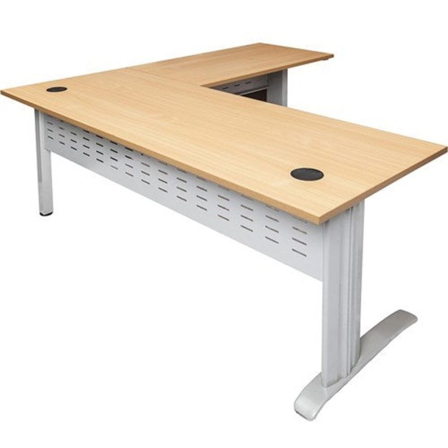 Office Furniture | RapidLine Rapidline Span Desk And Return 1800/1100W X 700/600D X 730Mmh Beech/Silver