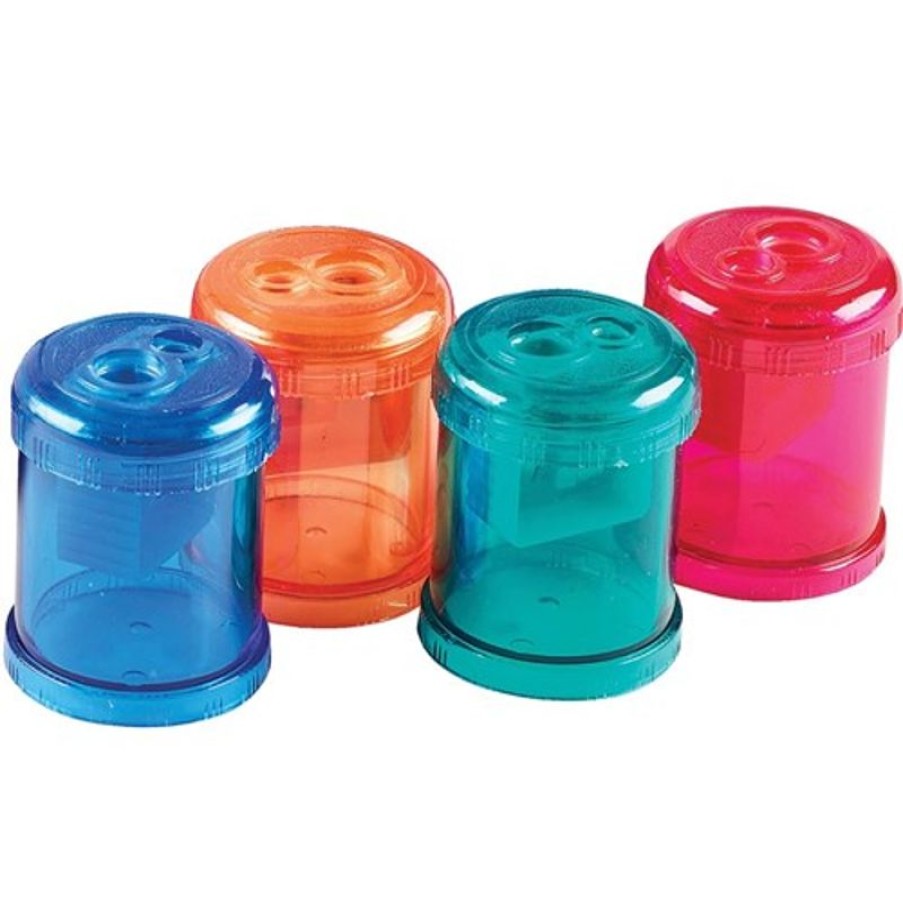 Desk Top Accessories | Stat Stat Double Barrel Plastic Pencil Sharpener Assorted Colours