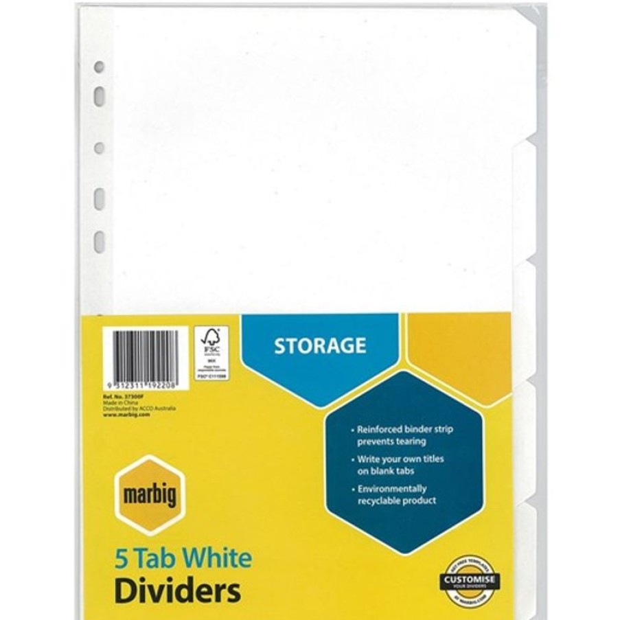 Dividers | Marbig Marbig Manilla Indices & Dividers A4 5 Tab White