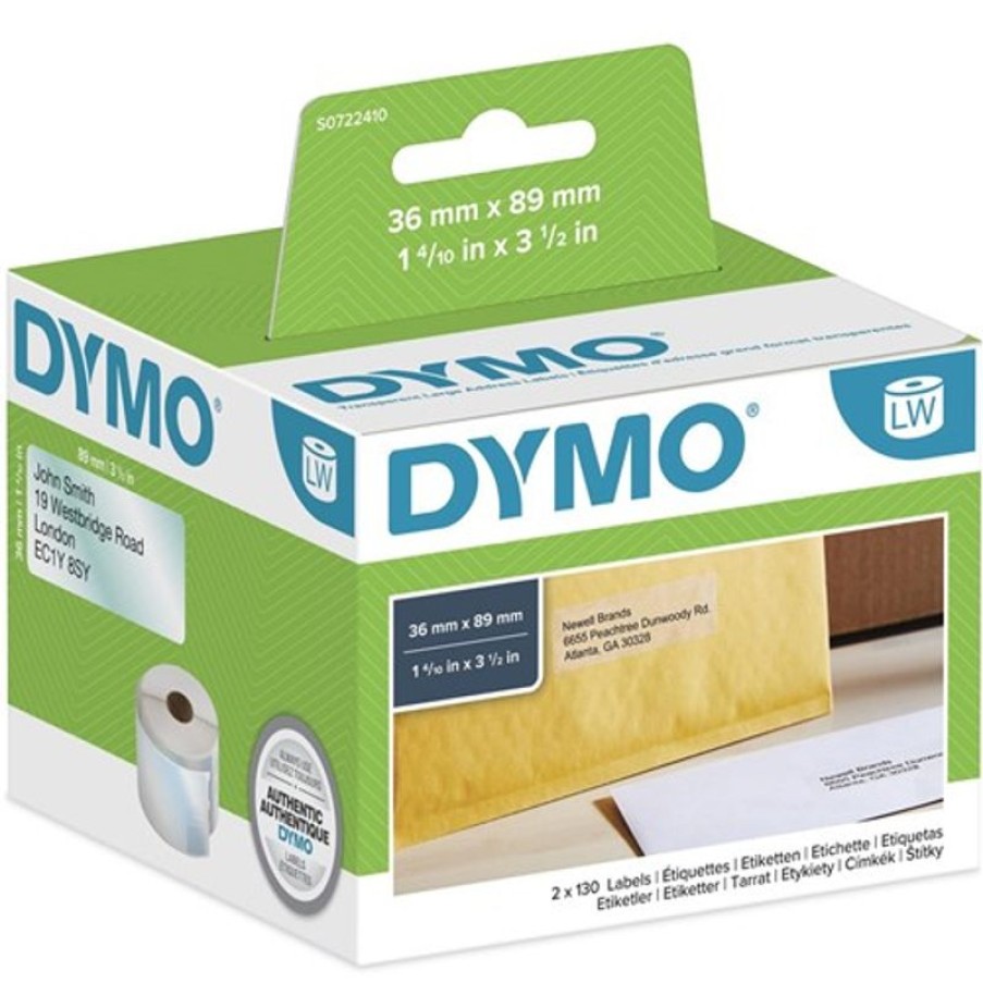 Labelling Machines & Accessories | Dymo Dymo Sd99013 Labelwriter Labels 36Mmx89Mm Large Address Clear Box Of 260