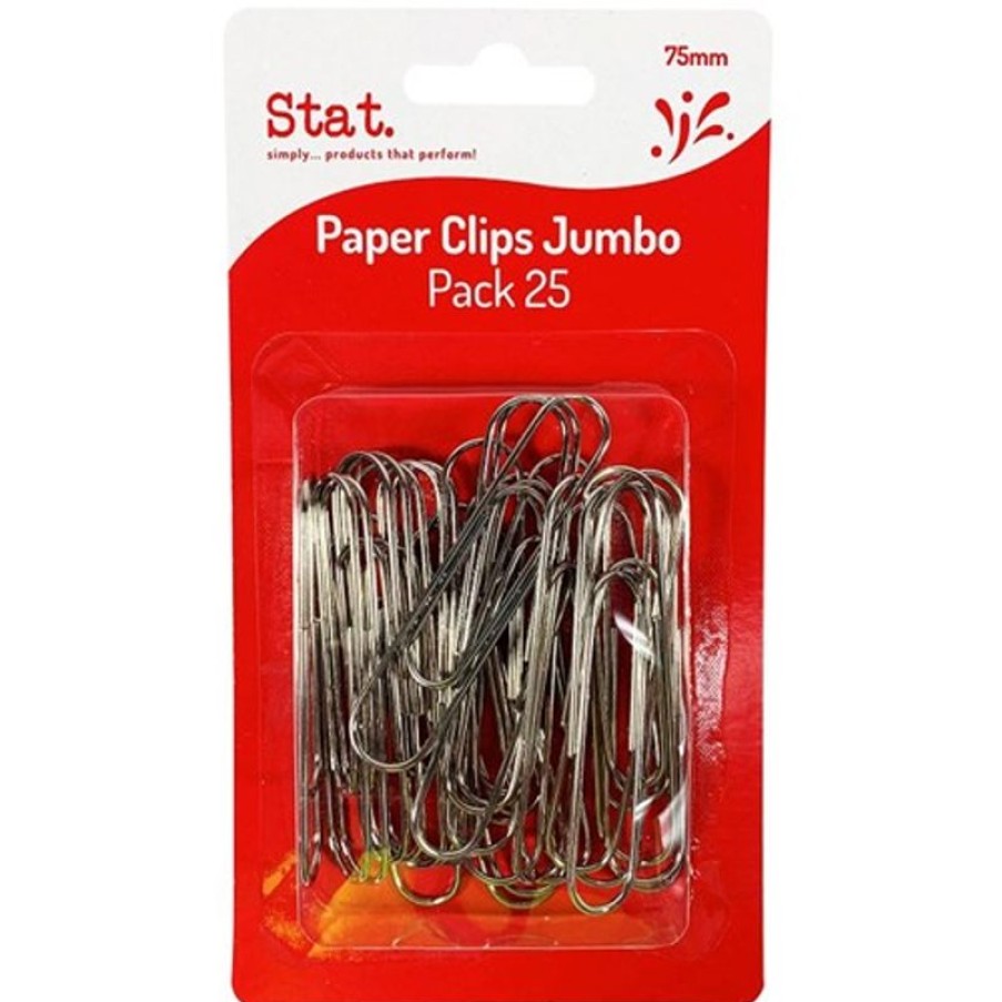 Clips & Fasteners | Stat Stat Paper Clips 75Mm Pack Of 25 Silver