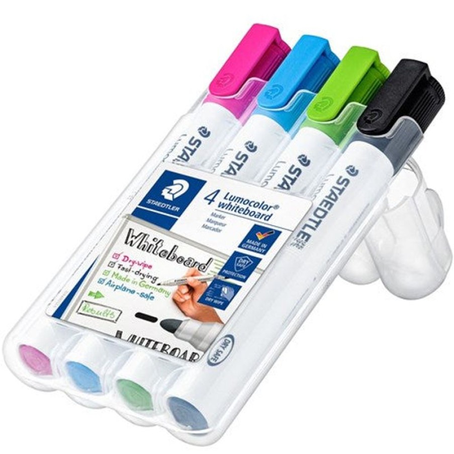 Markers & Highlighters | Staedtler Staedtler Lumocolor Whiteboard Marker 351 Bullet Point Assorted Colours Wallet Of 4