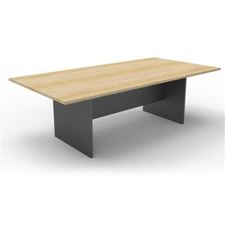 Office Furniture | RapidLine Rapidline Rectangle Boardroom Table 3200W X 1200D X 730Mmh Oak Top Ironstone Base