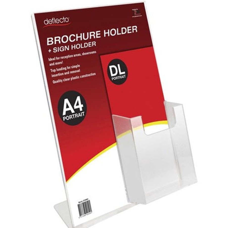 Brochure Holders | Deflecto Deflecto Sign Holder Slanted A4 Sign Holder With Top Mount Dl Brochure Holder Portrait