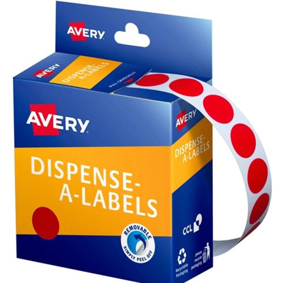 Telephones & Accessories | Avery Avery Removable Dispenser Labels 14Mm Round Red Pack Of 1050