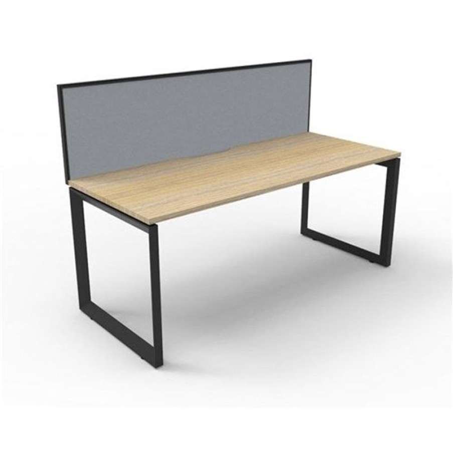 Office Furniture | RapidLine Rapidline Deluxe Infinity Desk Loop Leg Single Sided + Screen 1800Wx750Dx1200Mmh Oak/Black