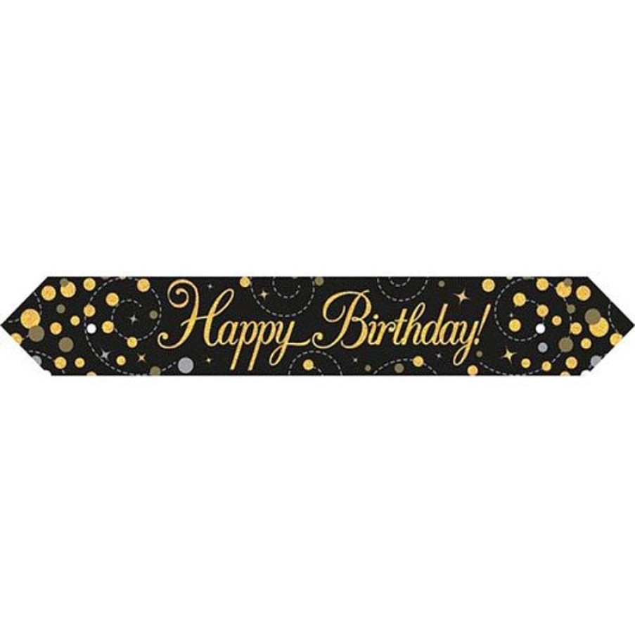 Telephones & Accessories | Alpen Alpen Banner Happy Birthday Sparkling Fizz 2.7M Black And Gold