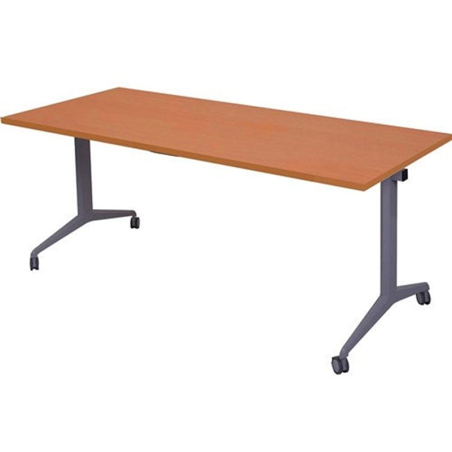 Office Furniture | RapidLine Rapidline Flip Top Table 1800W X 750D X 730Mmh Cherry Top Silver Frame