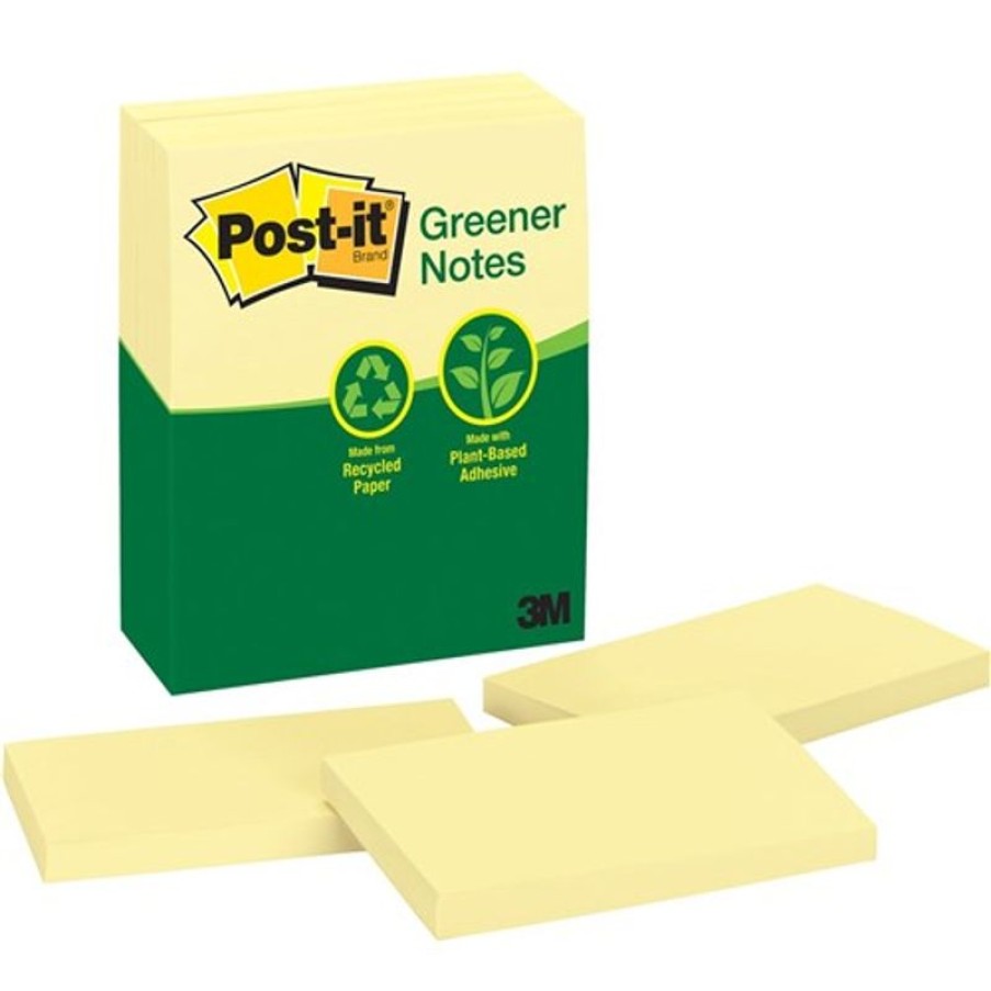 Notes & Flags | Post-It Post-It 655-Rpa Notes 73X123Mm Greener Recycled Yellow Pack Of 12