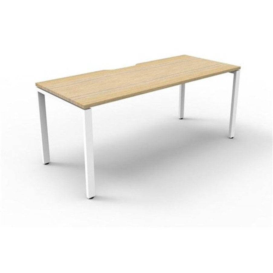 Office Furniture | RapidLine Rapidline Deluxe Infinity Desk Profile Leg Single Sided 1500W X 750D X 730Mmh Oak/White