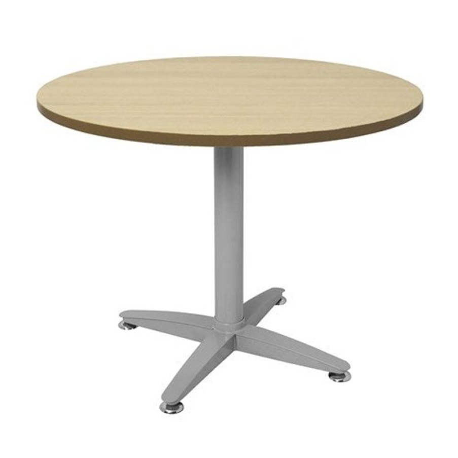 Office Furniture | RapidLine Rapidline 4 Star Round Table 1200D X 730Mmh Oak Top Silver Base