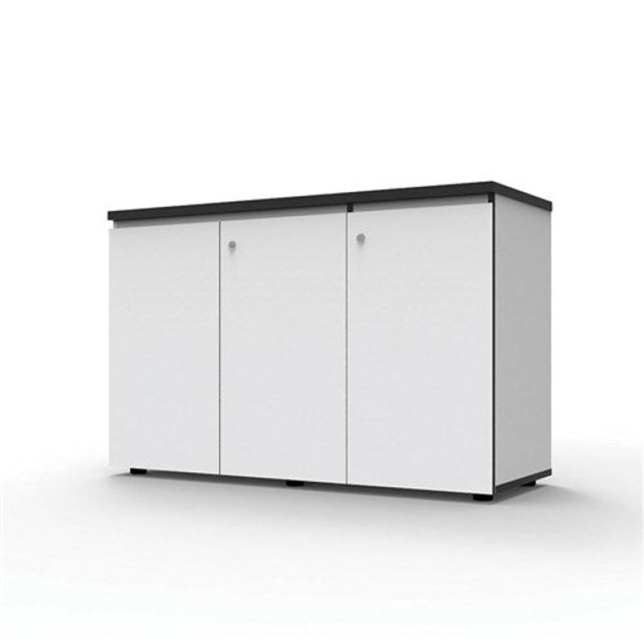 Storage | RapidLine Rapidline Infinity Swing 3 Door Cupboard 1500W X 450D X 730Mmh White With Black Edge