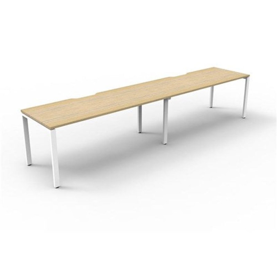 Office Furniture | RapidLine Rapidline Deluxe Infinity Desk Profile Leg Single Sided 2 Person 3600Mmw Oak/White