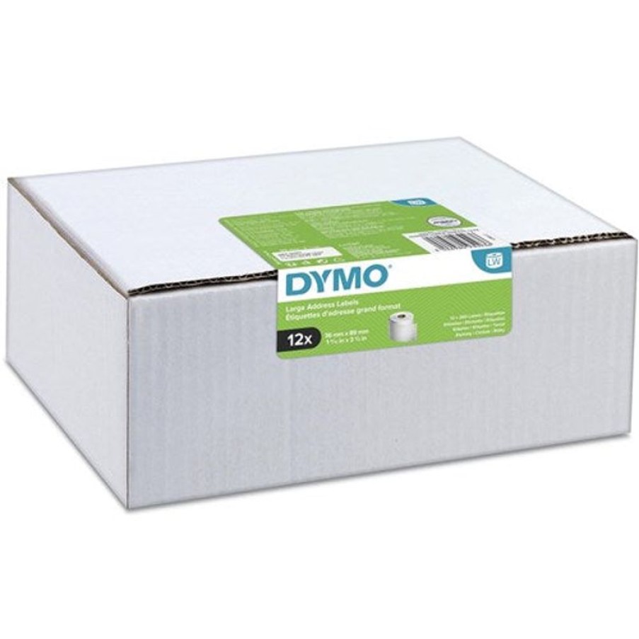 Labelling Machines & Accessories | Dymo Dymo Labelwriter Large Address Labels 36 X 89Mm Pack Of 12 White