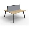 Office Furniture | RapidLine Rapidline Eternity Workstation Double Sided 2 Person + Screen 1800Wx1530Dx1200Mmh Oak/Black