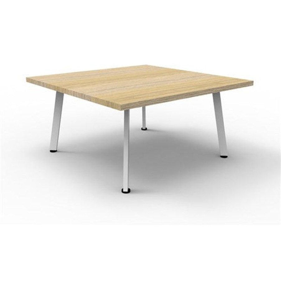 Office Furniture | RapidLine Rapidline Eternity Coffee Table 900W X 900D X 450Mmh Oak Top White Base