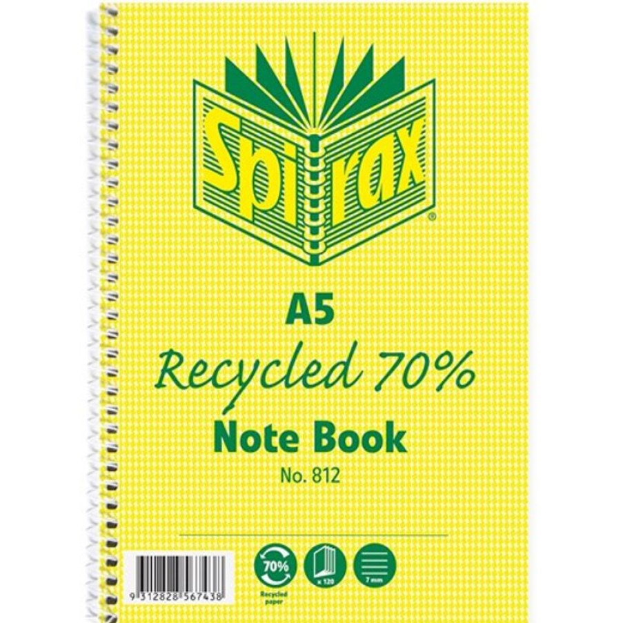 Paper, Post & Books/Books | Spirax Spirax 812 Recycled 100% Notebook A5 Ruled 120 Pages Side Opening