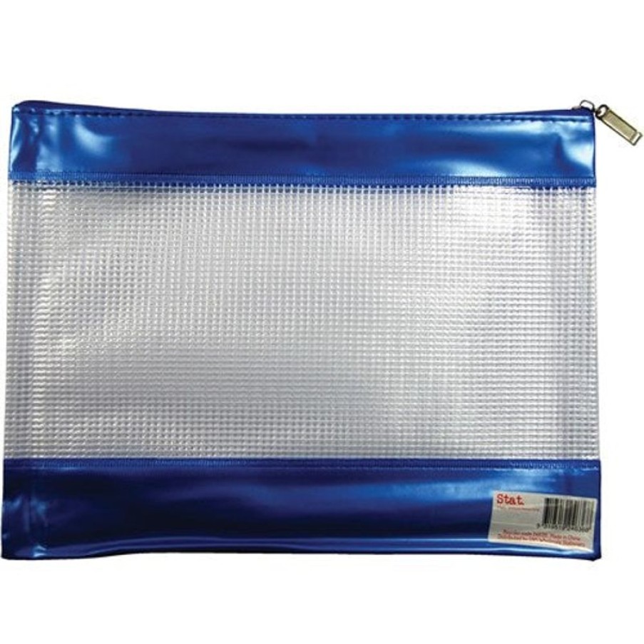 Desk Top Accessories | Stat Stat Pvc Mesh Pencil Case 278 X 200Mm Blue And Clear