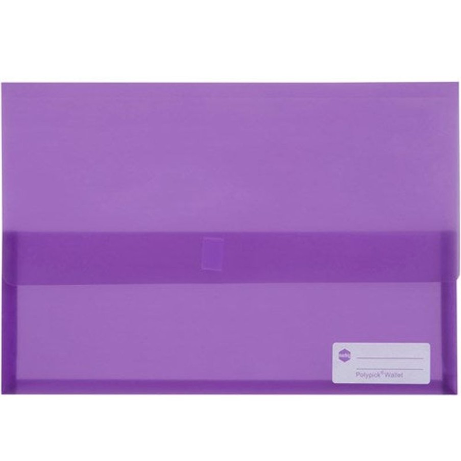 Files | Marbig Marbig Polypick Document Wallet Foolscap 25Mm Gusset Purple