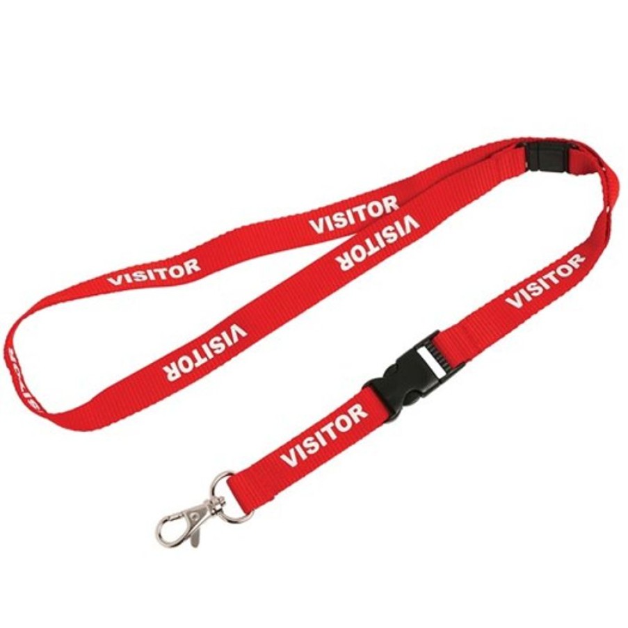 I.D & Security | Rexel Rexel Pre-Printed Id Lanyards Visitor Red Pack Of 5