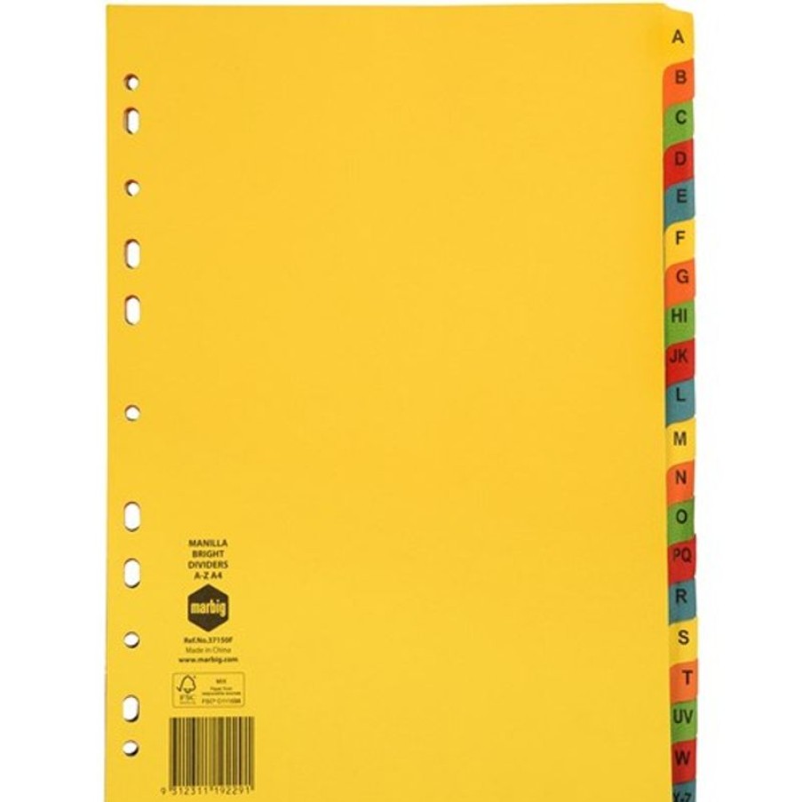 Dividers | Marbig Marbig Manilla Indices & Dividers A4 A-Z Tab Bright Colours