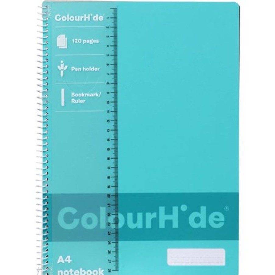 Telephones & Accessories | Colourhide Colourhide Spiral Notebook A4 Side Bound 120 Page Aqua