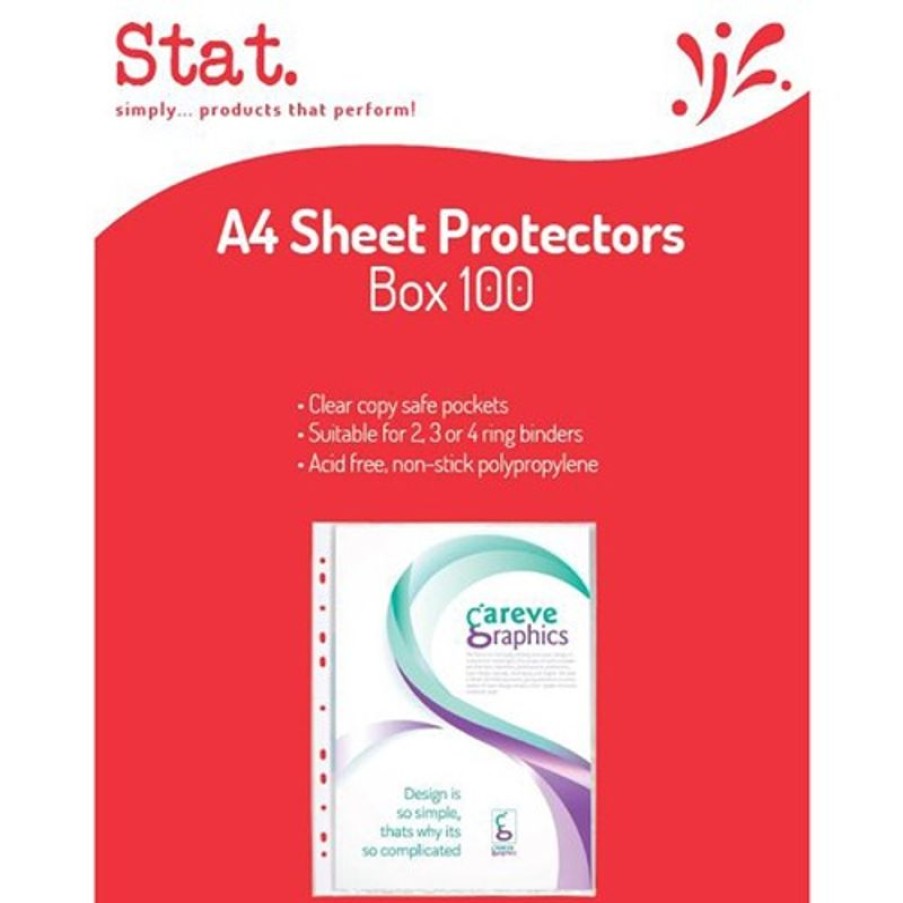 Files | Stat Stat Sheet Protectors A4 Light Weight 35 Micron Clear Box Of 100